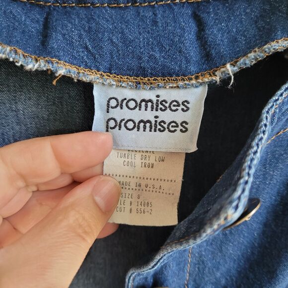 Vintage Denim Shirt Womens 8 Blue Button Front Pockets Promises READ - Picture 5 of 16